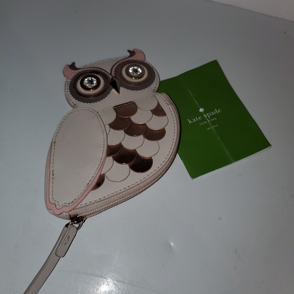 Kate Spade Cream and Pink Owl Wristlet